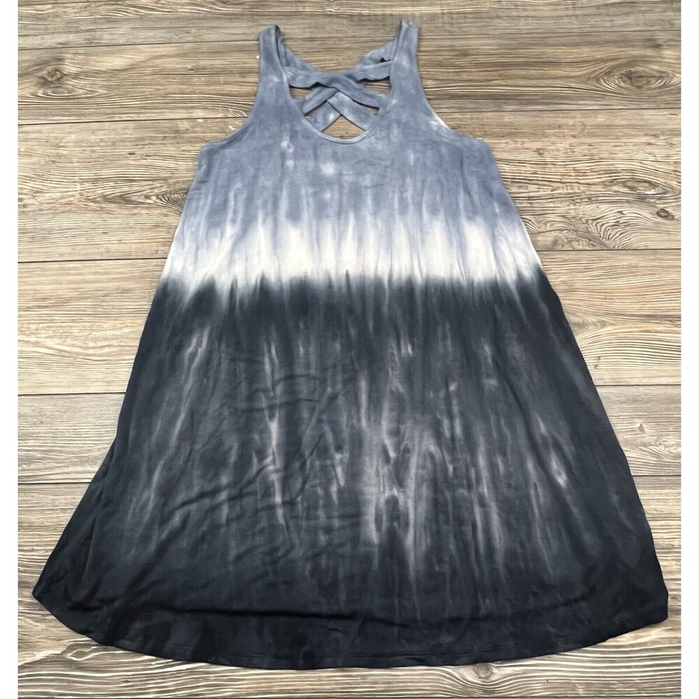 American Eagle Midi Dress Small Blue and White Tie Dye Summer Beachy Coastal